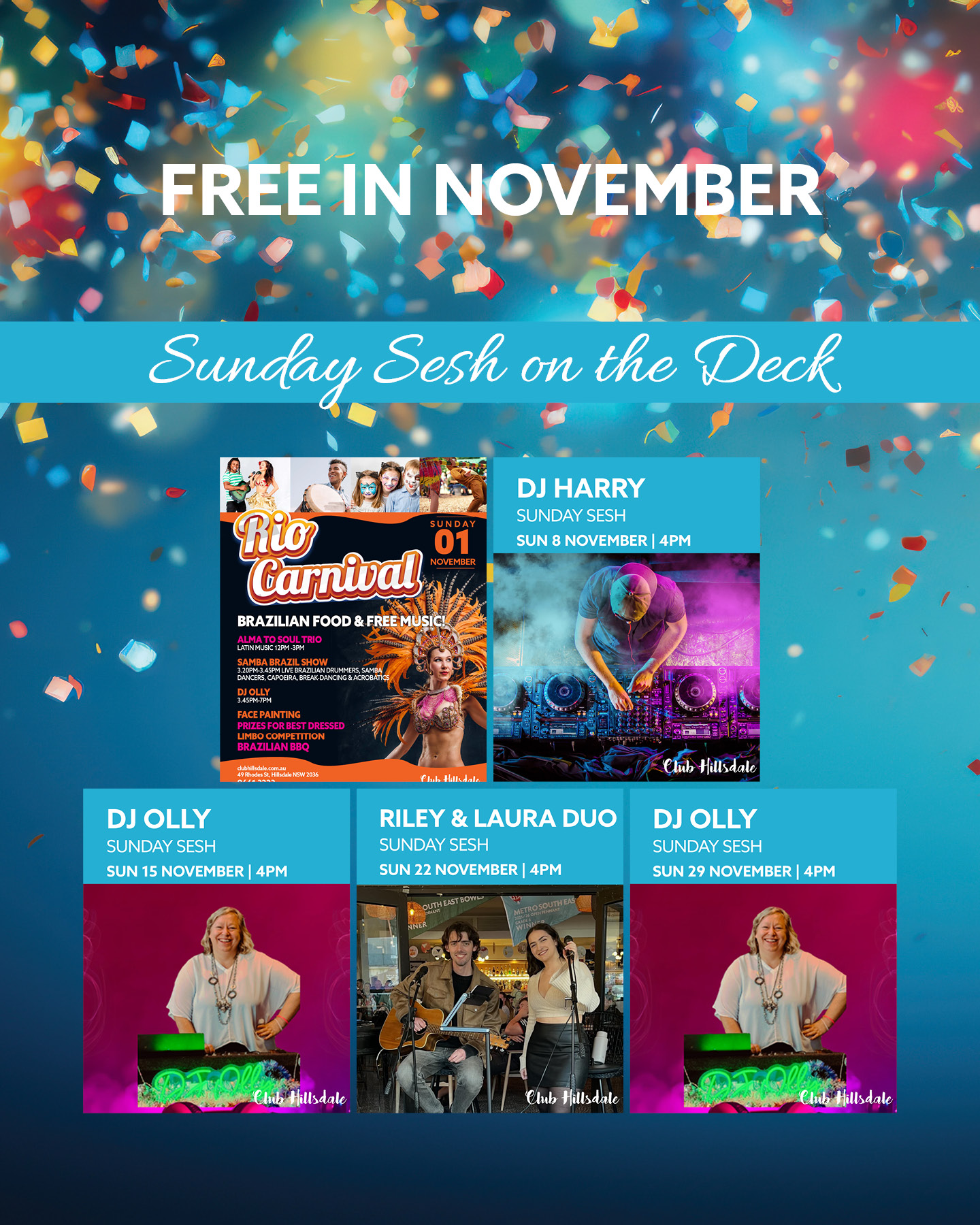 Free Live Sydney Entertainment on Sundays at Club Hillsdale