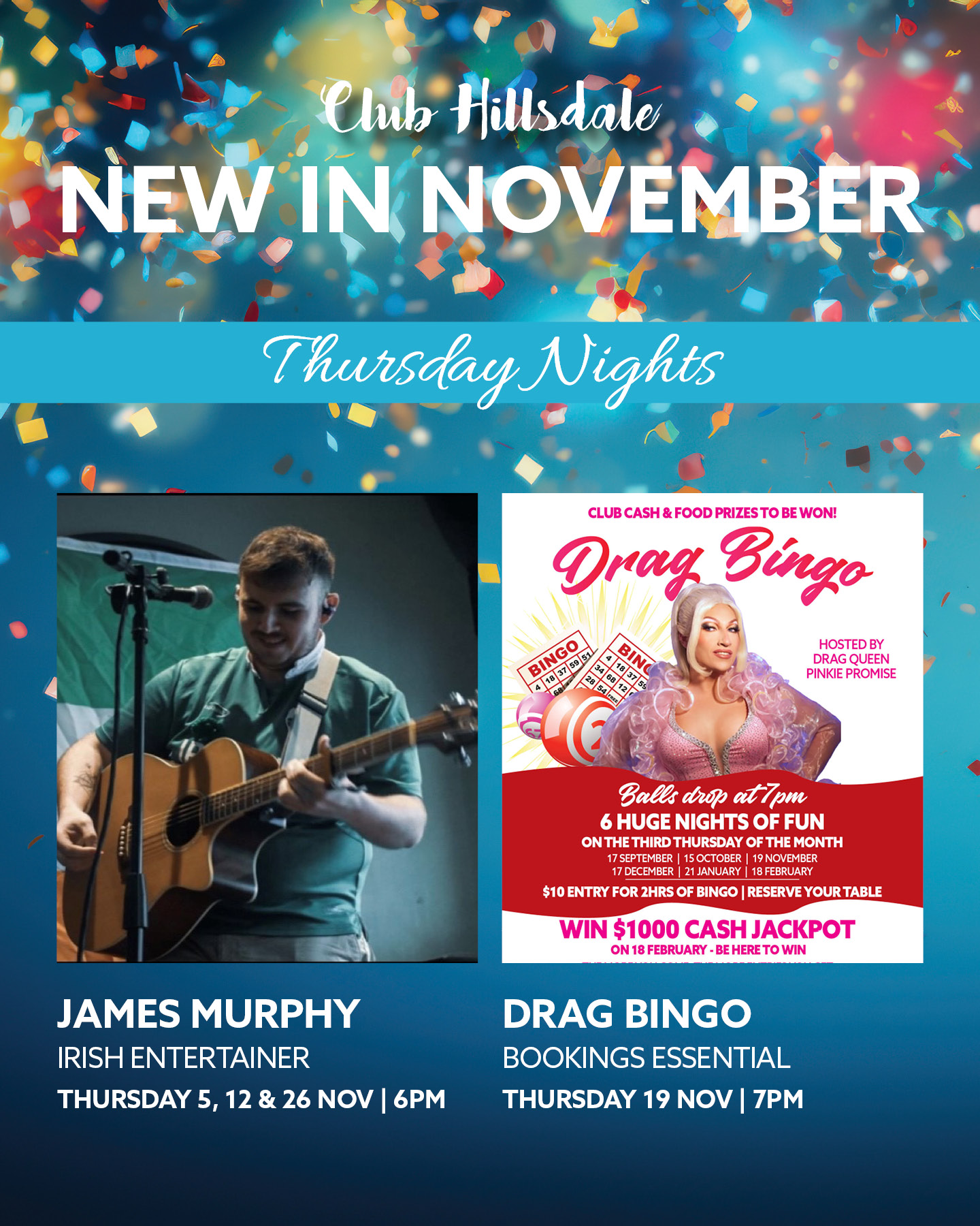 Thursday night live entertainment Sydney at Club Hillsdale